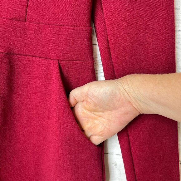 Silence + Noise Romper Womens Size Medium Cranberry Burgundy Long Sleeve Pockets - Picture 7 of 16